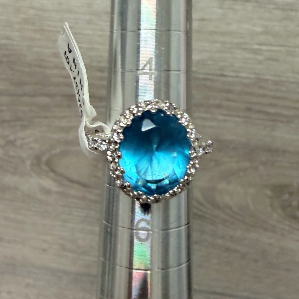 Elegant Blue Gemstone Sterling Silver Ring .925